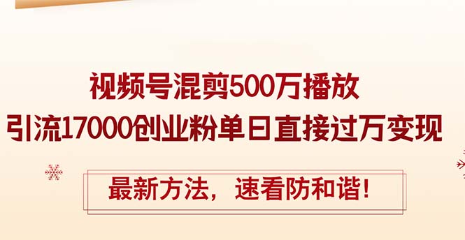 （12391期）精华帖视频号混剪500万播放引流17000创业粉，单日直接过万变现，最新方…_生财有道创业网-资源-项目-副业-兼职-创业-大叔的库-大叔的库