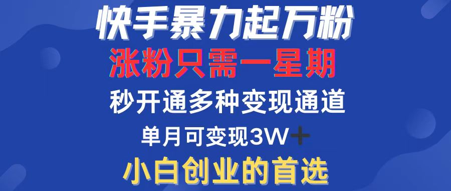 （12651期）快手暴力起万粉，涨粉只需一星期，多种变现模式，直接秒开万合，小白创…_生财有道创业网-资源-项目-副业-兼职-创业-大叔的库-大叔的库