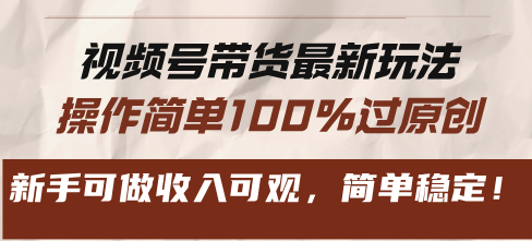 （13337期）视频号带货最新玩法，操作简单100%过原创，新手可做收入可观，简单稳定！_生财有道创业项目网-资源-项目-副业-兼职-创业-大叔的库-大叔的库