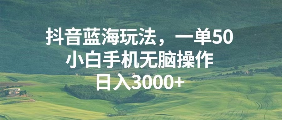 （13353期）抖音蓝海玩法，一单50，小白手机无脑操作，日入3000+_生财有道创业项目网-资源-项目-副业-兼职-创业-大叔的库-大叔的库