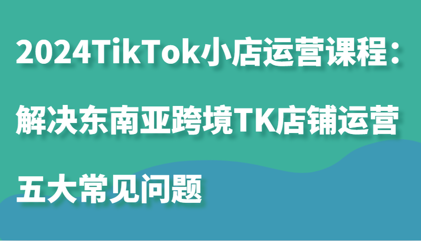 2024TikTok小店运营课程：解决东南亚跨境TK店铺运营五大常见问题_生财有道创业网-资源-项目-副业-兼职-创业-大叔的库-大叔的库