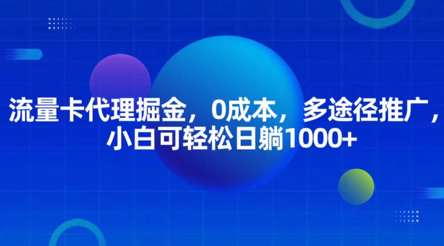 流量卡代理掘金，0成本，多途径推广，小白可轻松日躺1000+_生财有道创业网-资源-项目-副业-兼职-创业-大叔的库-大叔的库