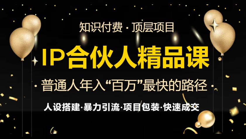 （13297期）IP合伙人最新精品课程，知识付费全流程+最强引流术+小白避坑指南_生财有道创业项目网-资源-项目-副业-兼职-创业-大叔的库-大叔的库