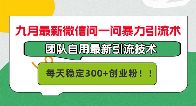 （12735期）九月最新微信问一问暴力引流术，团队自用引流术，每天稳定300+创…_生财有道创业网-资源-项目-副业-兼职-创业-大叔的库-大叔的库