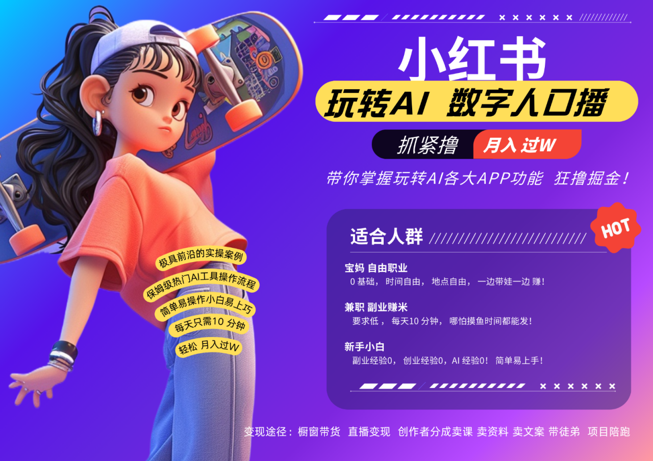 小红书数字人暴力起号  AI改写文案 再也不用费劲录口播每天20分钟  流量火爆日入破…_生财有道创业网-资源-项目-副业-兼职-创业-大叔的库-大叔的库