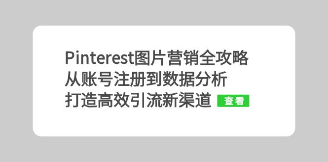 （13097期）Pinterest图片营销全攻略：从账号注册到数据分析，打造高效引流新渠道_生财有道创业项目网-资源-项目-副业-兼职-创业-大叔的库-大叔的库