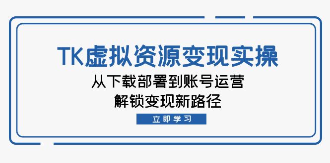 TK虚拟资源变现实操：从下载部署到账号运营，解锁变现新路径_生财有道创业网-资源-项目-副业-兼职-创业-大叔的库-大叔的库