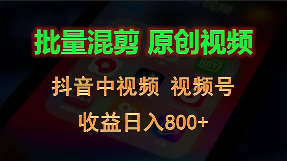 批量混剪生成原创视频，抖音中视频+视频号，收益日入800+_生财有道创业网-资源-项目-副业-兼职-创业-大叔的库-大叔的库