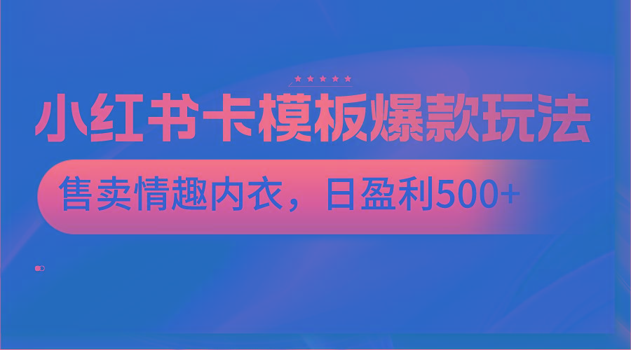 小红书卡模板爆款玩法，售卖情趣内衣，日盈利500+_生财有道创业网-资源-项目-副业-兼职-创业-大叔的库-大叔的库