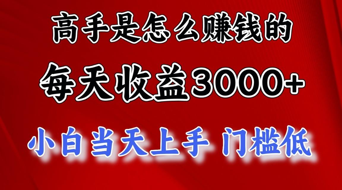高手是怎么一天赚3000+的，小白当天上手，翻身项目，非常稳定。_生财有道创业网-资源-项目-副业-兼职-创业-大叔的库-大叔的库