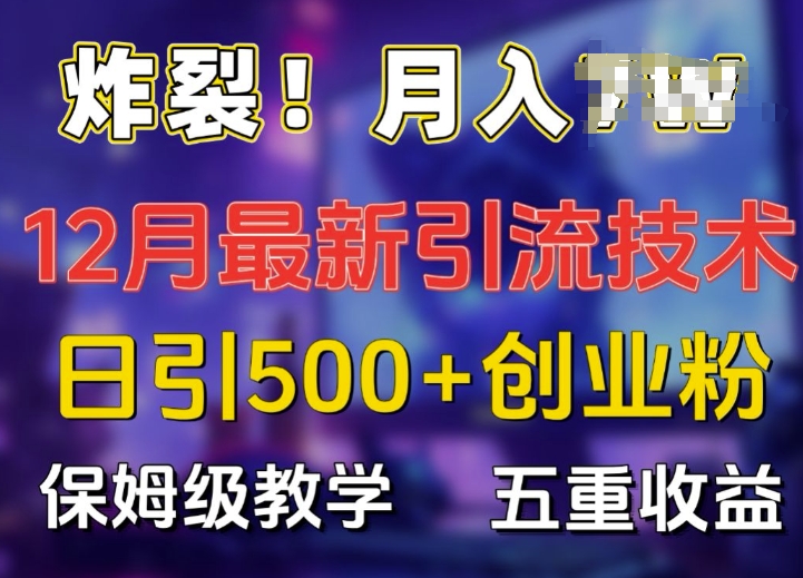 炸裂!揭秘12月最新日引流500+精准创业粉，多重收益保姆级教学_大叔资源库-大叔资源库-资源-项目-副业-兼职-创业-大叔的库-大叔的库