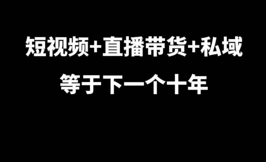 短视频+直播带货+私域等于下一个十年，大佬7年实战经验总结_大叔资源库-大叔资源库-资源-项目-副业-兼职-创业-大叔的库-大叔的库