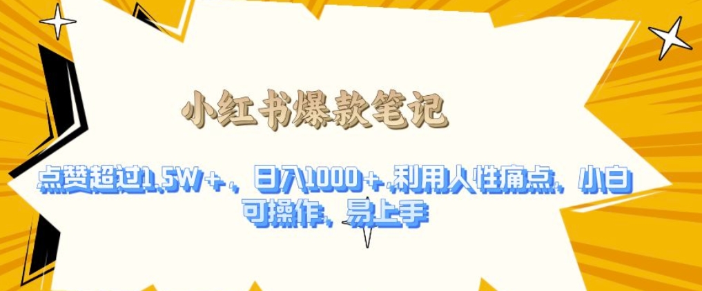 利用人性的痛点，打造爆款笔记，获得点赞超过1.5W+，日入1k【揭秘】_大叔资源库-大叔资源库-资源-项目-副业-兼职-创业-大叔的库-大叔的库