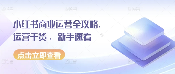 小红书商业运营全攻略，运营干货 ，新手速看_大叔资源库-大叔资源库-资源-项目-副业-兼职-创业-大叔的库-大叔的库