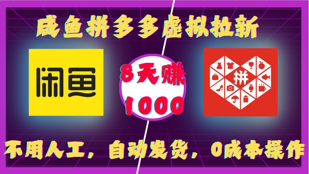 咸鱼拼多多虚拟拉新，不用人工，自动发货，0成本操作，8天收益1k_大叔资源库-大叔资源库-资源-项目-副业-兼职-创业-大叔的库-大叔的库