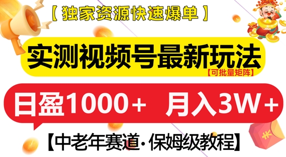 实测视频号最新玩法，中老年赛道，独家资源，月入过W+【揭秘】_大叔资源库-大叔资源库-资源-项目-副业-兼职-创业-大叔的库-大叔的库