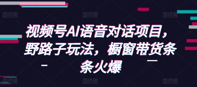 视频号AI语音对话项目，野路子玩法，橱窗带货条条火爆_大叔资源库-大叔资源库-资源-项目-副业-兼职-创业-大叔的库-大叔的库