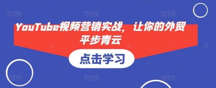 YouTube视频营销实战，让你的外贸平步青云_大叔资源库-大叔资源库-资源-项目-副业-兼职-创业-大叔的库-大叔的库
