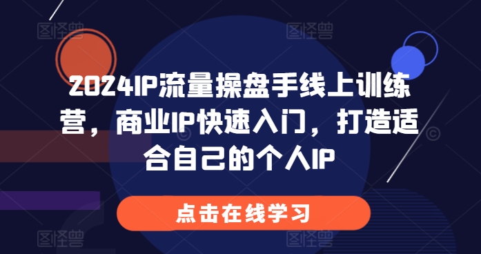 2024IP流量操盘手线上训练营，商业IP快速入门，打造适合自己的个人IP_大叔资源库-大叔资源库-资源-项目-副业-兼职-创业-大叔的库-大叔的库