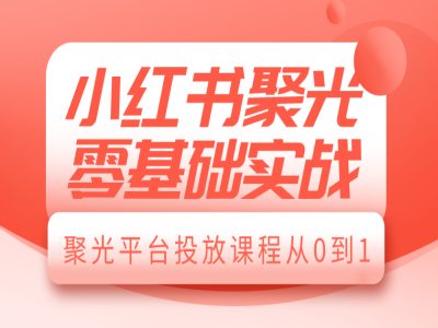 小红书聚光零基础实战，聚光平台投放课程从0到1_大叔资源库-大叔资源库-资源-项目-副业-兼职-创业-大叔的库-大叔的库