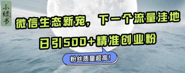 微信生态新宠小绿书：下一个流量洼地，日引500+精准创业粉，粉丝质量超高_大叔资源库-大叔资源库-资源-项目-副业-兼职-创业-大叔的库-大叔的库