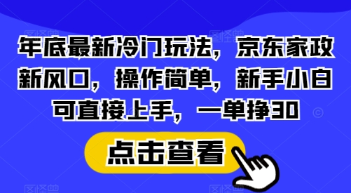 年底最新冷门玩法，京东家政新风口，操作简单，新手小白可直接上手，一单挣30【揭秘】_大叔资源库-大叔资源库-资源-项目-副业-兼职-创业-大叔的库-大叔的库