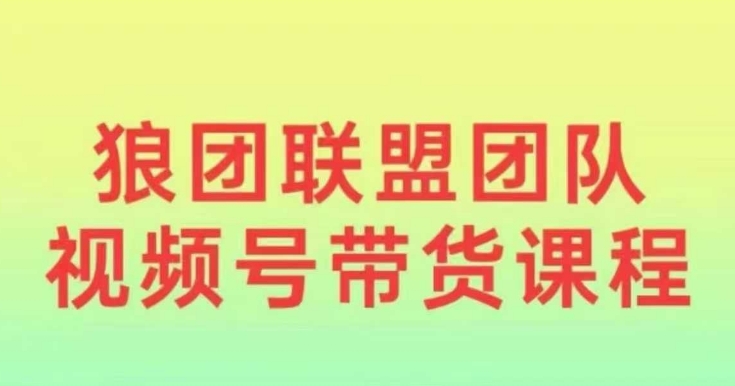 狼团联盟2024视频号带货，0基础小白快速入局视频号——大叔资源库创业项目网-大叔资源库-资源-项目-副业-兼职-创业-大叔的库-大叔的库