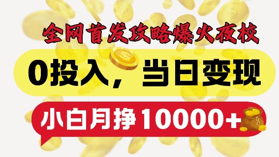 全网首发爆火夜校，0投入，当日变现，小白轻松月入1w+【揭秘】_大叔资源库-大叔资源库-资源-项目-副业-兼职-创业-大叔的库-大叔的库