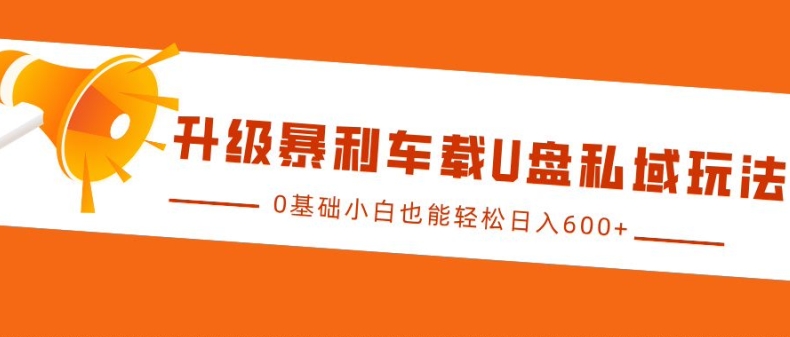 升级暴利车载U盘私域玩法，0基础小白也能轻松日入多张【揭秘】_大叔资源库-大叔资源库-资源-项目-副业-兼职-创业-大叔的库-大叔的库