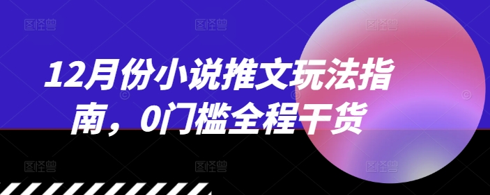 12月份小说推文玩法指南，0门槛全程干货_大叔资源库-大叔资源库-资源-项目-副业-兼职-创业-大叔的库-大叔的库