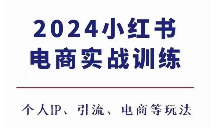 2024小红书电商3.0实战训练，包含个人IP、引流、电商等玩法_大叔资源库-大叔资源库-资源-项目-副业-兼职-创业-大叔的库-大叔的库