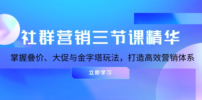 （13431期）社群营销三节课精华：掌握叠价、大促与金字塔玩法，打造高效营销体系_大叔资源库创业项目网-大叔资源库-资源-项目-副业-兼职-创业-大叔的库-大叔的库