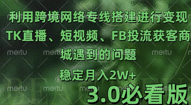 利用跨境电商网络及搭建TK直播、短视频、FB投流获客以及商城遇到的问题进行变现3.0必看版【揭秘】_大叔资源库-大叔资源库-资源-项目-副业-兼职-创业-大叔的库-大叔的库