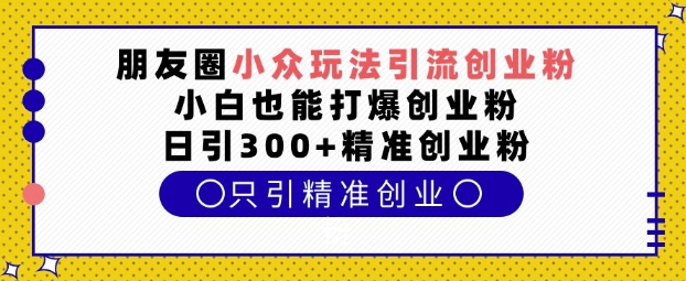 朋友圈小众玩法引流创业粉，小白也能打爆创业粉，日引300+精准创业粉【揭秘】_大叔资源库-大叔资源库-资源-项目-副业-兼职-创业-大叔的库-大叔的库