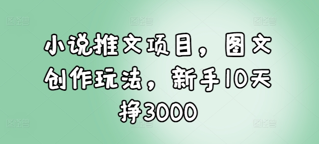 小说推文项目，图文创作玩法，新手10天挣3000_大叔资源库-大叔资源库-资源-项目-副业-兼职-创业-大叔的库-大叔的库
