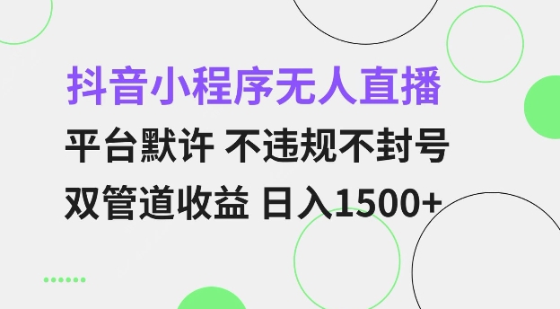 抖音小程序无人直播 平台默许 不违规不封号 双管道收益 日入多张 小白也能轻松操作【仅揭秘】_大叔资源库-大叔资源库-资源-项目-副业-兼职-创业-大叔的库-大叔的库