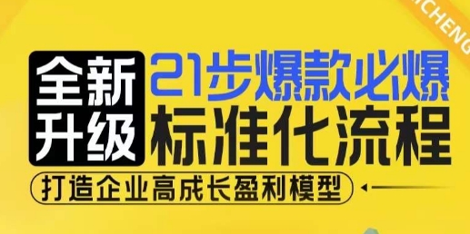 21步爆款必爆标准化流程，全新升级，打造企业高成长盈利模型_大叔资源库-大叔资源库-资源-项目-副业-兼职-创业-大叔的库-大叔的库