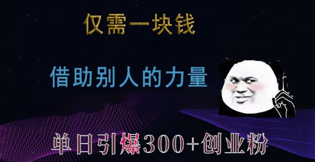 仅需一块钱，借助别人的力量，单日引爆300+创业粉、兼职粉【揭秘】_大叔资源库-大叔资源库-资源-项目-副业-兼职-创业-大叔的库-大叔的库