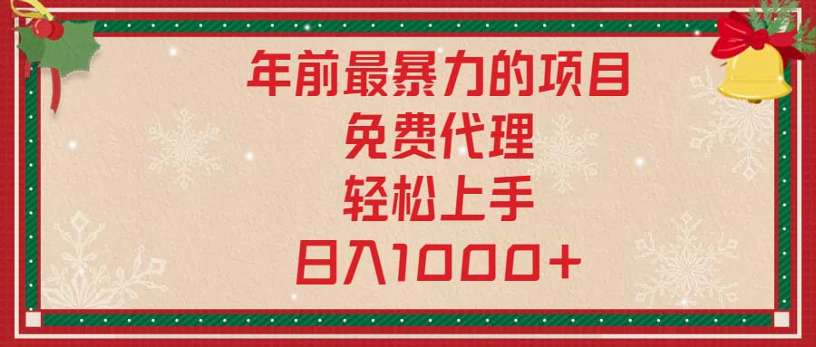 （13773期）年前最暴力的项目，免费代理，轻松上手，日入1000+_大叔资源库创业项目网-大叔资源库-资源-项目-副业-兼职-创业-大叔的库-大叔的库