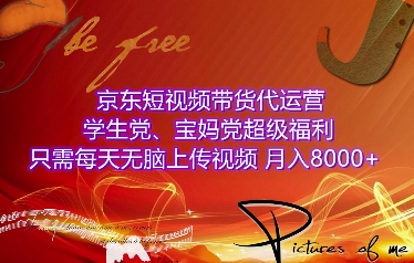 京东短视频带货代运营，学生党、宝妈党超级福利，只需每天无脑上传视频，月入8000+【仅揭秘】_大叔资源库-大叔资源库-资源-项目-副业-兼职-创业-大叔的库-大叔的库