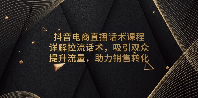 （13846期）抖音电商直播话术课程，详解拉流话术，吸引观众，提升流量，助力销售转化_大叔资源库创业项目网-大叔资源库-资源-项目-副业-兼职-创业-大叔的库-大叔的库