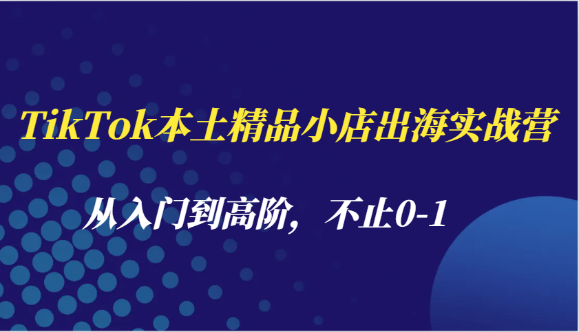 TikTok本土精品小店出海实战营，从入门到高阶，不止0-1_大叔资源库-大叔资源库-资源-项目-副业-兼职-创业-大叔的库-大叔的库