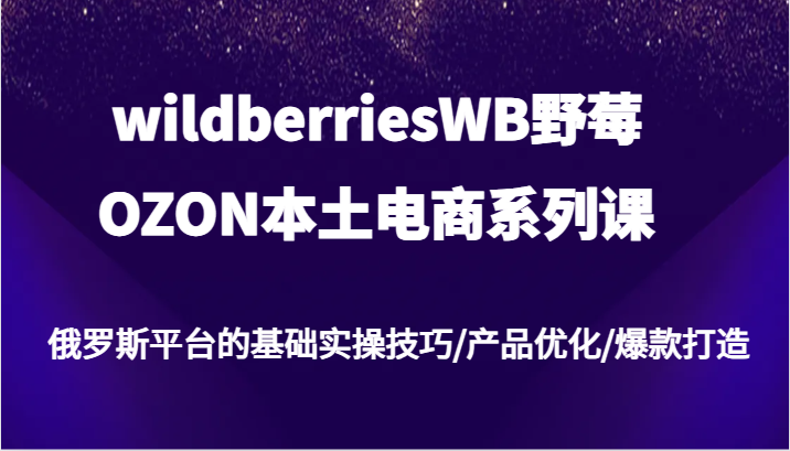 wildberriesWB野莓/OZON本土电商系列课，俄罗斯平台的基础实操技巧/产品优化/爆款打造_大叔资源库-大叔资源库-资源-项目-副业-兼职-创业-大叔的库-大叔的库