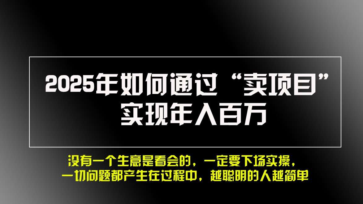 2025年如何通过“卖项目”实现年入百万_大叔资源库-大叔资源库-资源-项目-副业-兼职-创业-大叔的库-大叔的库