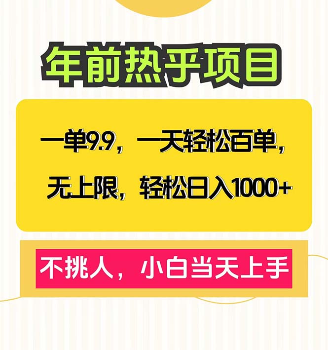 （13795期）一单9.9，一天百单无上限，不挑人，小白当天上手，轻松日入1000+_大叔资源库创业项目网-大叔资源库-资源-项目-副业-兼职-创业-大叔的库-大叔的库
