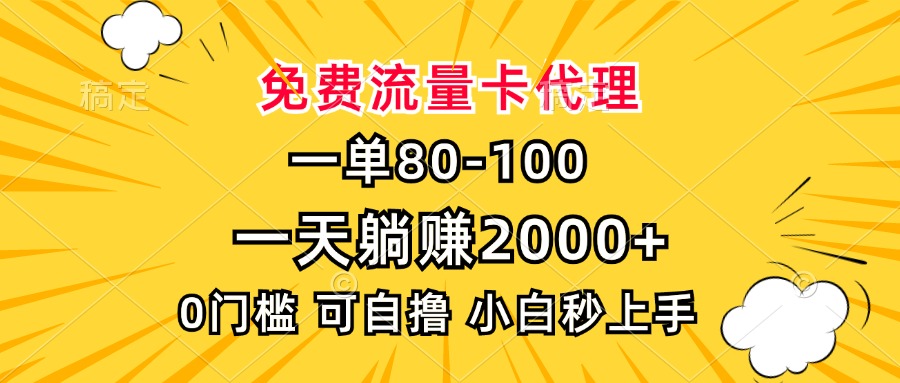 （13551期）一单80，免费流量卡代理，一天躺赚2000+，0门槛，小白也能轻松上手_大叔资源库创业项目网-大叔资源库-资源-项目-副业-兼职-创业-大叔的库-大叔的库