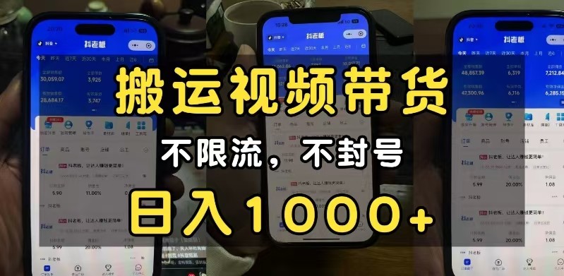 小白必看搬运视频带货玩法，不限流，不封号，纯自然流，日入1000+_大叔资源库-大叔资源库-资源-项目-副业-兼职-创业-大叔的库-大叔的库