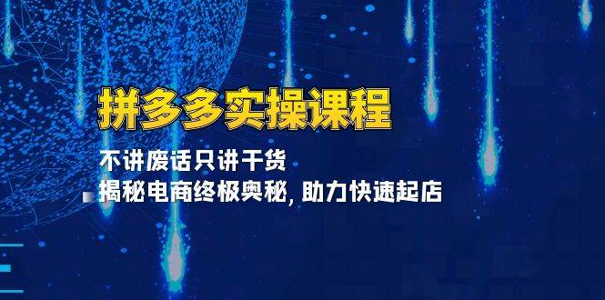 拼多多实操课程：不讲废话只讲干货 , 揭秘电商终极奥秘,助力快速起店_大叔资源库-大叔资源库-资源-项目-副业-兼职-创业-大叔的库-大叔的库
