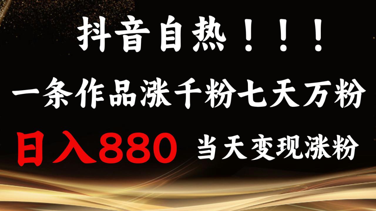 抖音小红书自热，一条作品1000粉，7天万粉，单日变现880收益_大叔资源库-大叔资源库-资源-项目-副业-兼职-创业-大叔的库-大叔的库