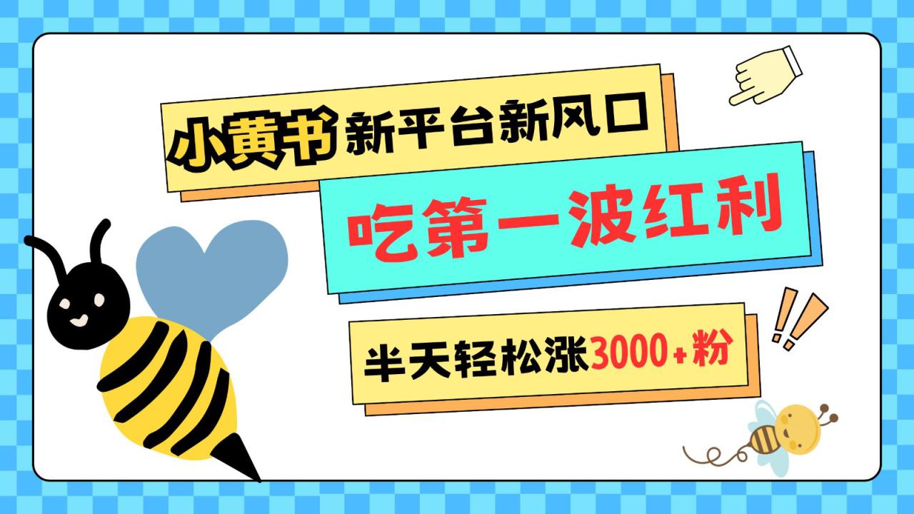 小黄书重磅来袭，新平台新风口，管理宽松，半天轻松涨3000粉，第一波红利等你来吃_大叔资源库-大叔资源库-资源-项目-副业-兼职-创业-大叔的库-大叔的库